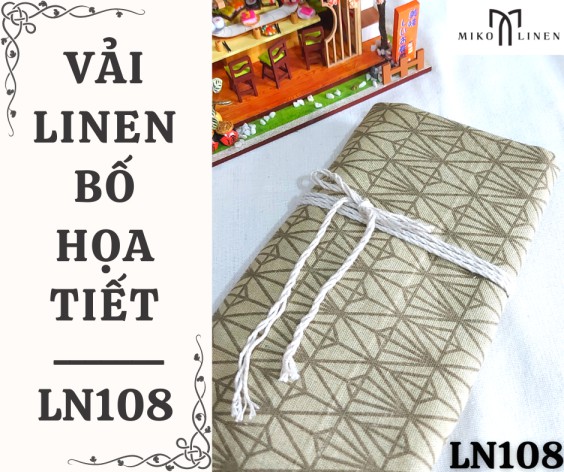 Vải linen bố họa tiết hình kim cương nâu - LN108