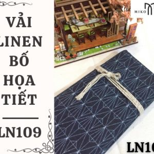 Vải linen bố họa tiết hình kim cương xanh đen - LN109