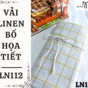 Vải linen bố họa tiết sọc caro viền vàng - LN112