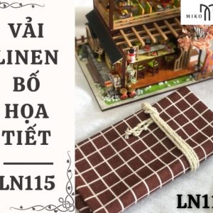 Vải linen bố họa tiết caro nhỏ nâu - LN115