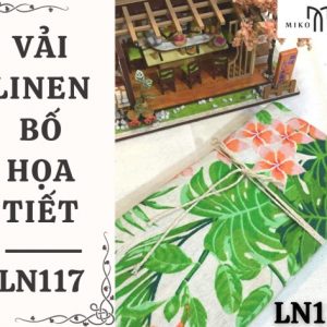 Vải linen bố họa tiết hoa lá nhiệt đới - LN117