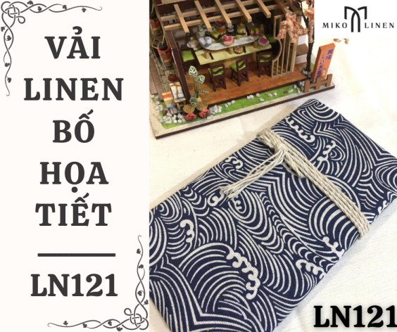 Vải linen bố họa tiết sóng Nhật - LN121