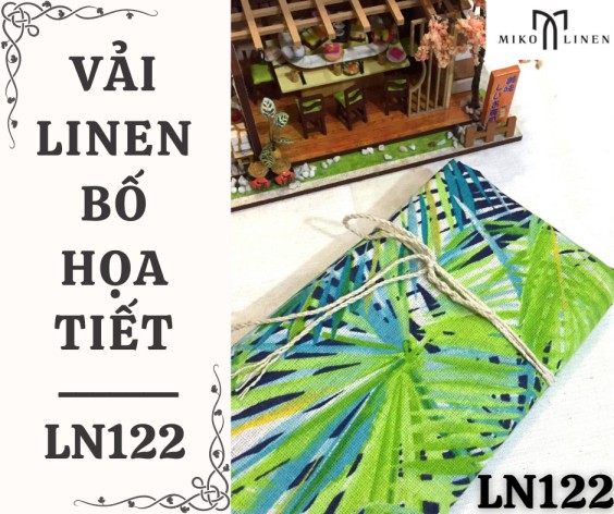 Vải linen bố họa tiết lá phong cách Tropical - LN122