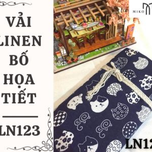 Vải linen bố họa tiết mèo Nhật - LN123