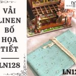 Vải linen bố họa tiết hoa nhí nền xanh biển - LN128