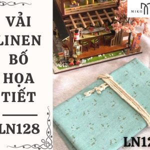 Vải linen bố họa tiết hoa nhí nền xanh biển - LN128