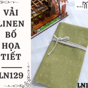 Vải linen bố họa tiết hoa nhí nền xanh lá - LN129