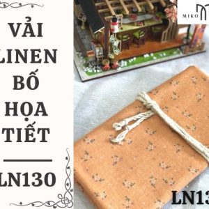 Vải linen bố họa tiết hoa nhí nền cam- LN130