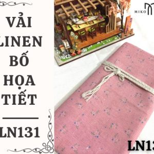 Vải linen bố họa tiết hoa nhí nền hồng - LN131