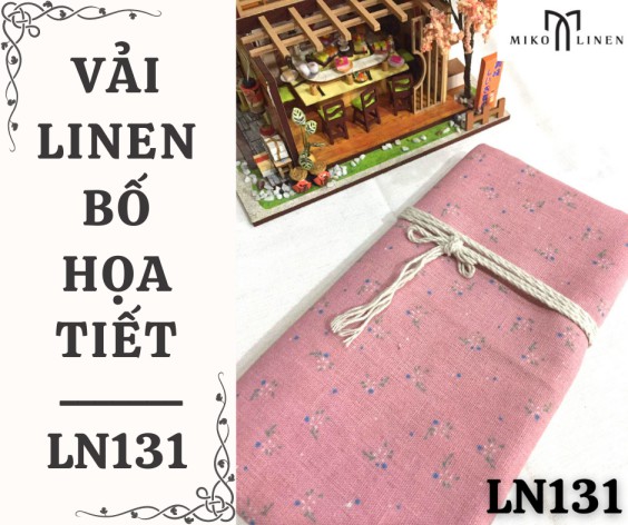 Vải linen bố họa tiết hoa nhí nền hồng - LN131