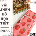 Vải linen bố họa tiết dâu hồng - LN135