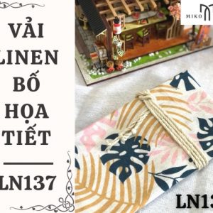 Vải linen họa tiết lá trầu hồng - LN137