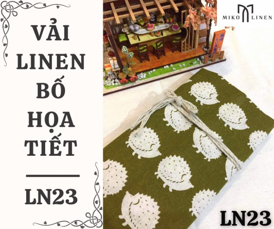 Vải linen bố họa tiết nhím - LN23