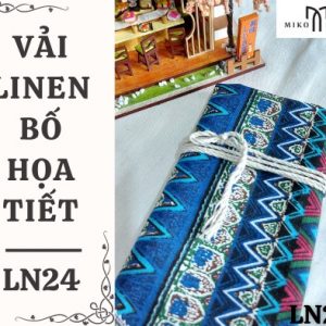 Vải linen bố họa tiết thổ cẩm xanh phong cách Bohemian - LN24