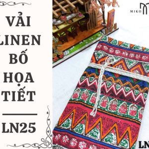 Vải linen bố họa tiết thổ cẩm đỏ phong cách Bohemian - LN25