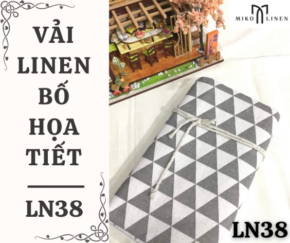 Vải linen bố họa tiết tam giác xám - LN38