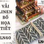 Vải linen bố họa tiết sọc xương cá xám - LN40