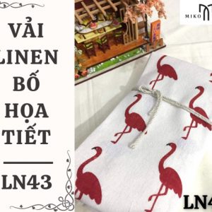 Vải linen bố họa tiết hồng hạc - LN43