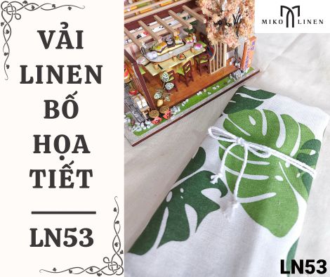 Vải linen bố họa tiết lá trầu bà - LN53