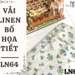 Vải linen bố họa tiết hoa nhí màu xanh - LN64