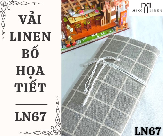 Vải linen bố họa tiết caro xám - LN67