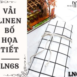 Vải linen bố họa tiết caro trắng to - LN68