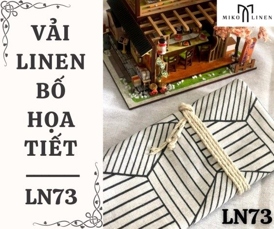 Vải linen bố họa tiết sọc 3D trắng - LN73