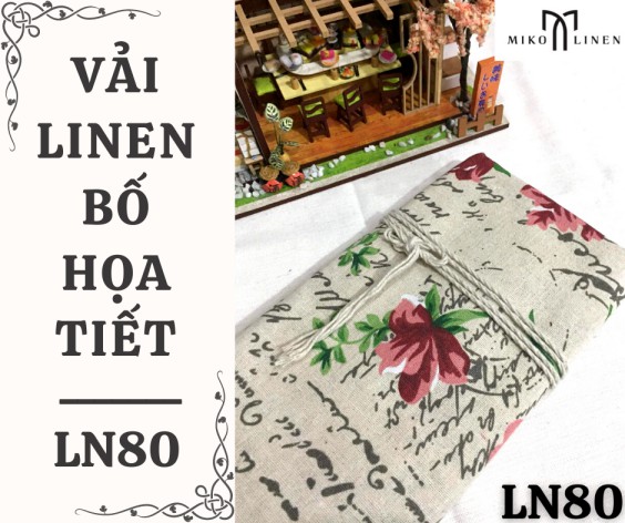 Vải linen bố họa tiết hoa hồng chữ - LN80