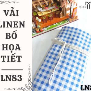 Vải linen bố họa tiết sọc caro nhí xanh biển - LN83