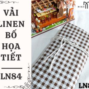 Vải linen bố họa tiết caro nhí nâu - LN84