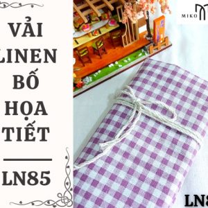 Vải linen bố họa tiết caro nhí tím - LN85