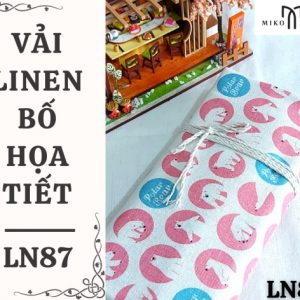 Vải linen bố họa tiết gấu bắc cực hình tròn - LN87