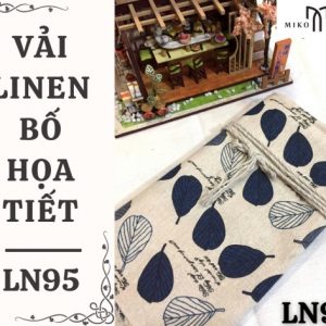 Vải linen bố họa tiết lá tròn xanh dương - LN95