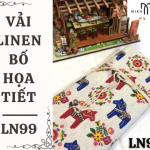 Vải linen bố họa tiết hình ngựa đỏ - LN99