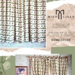 rèm thắt nơ vải linen họa tiết