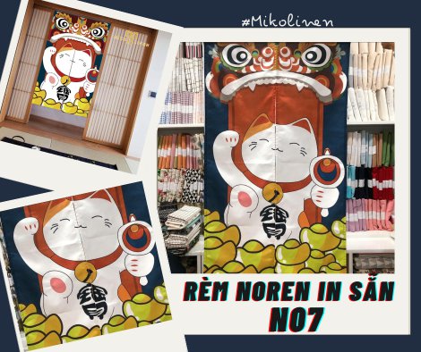 Rèm noren nền vải thật N01