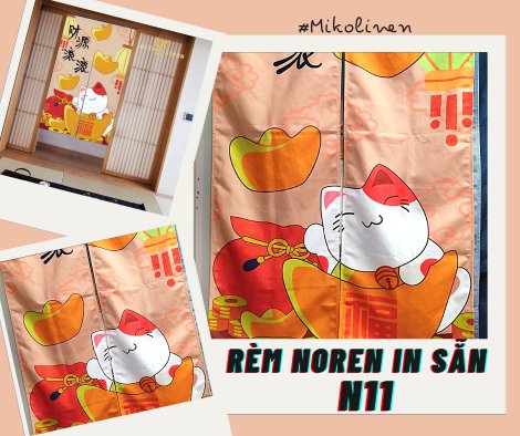 Rèm noren nền vải thật N11