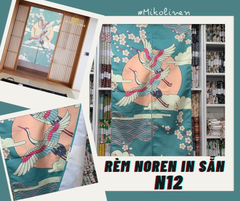 Rèm noren nền vải thật N12