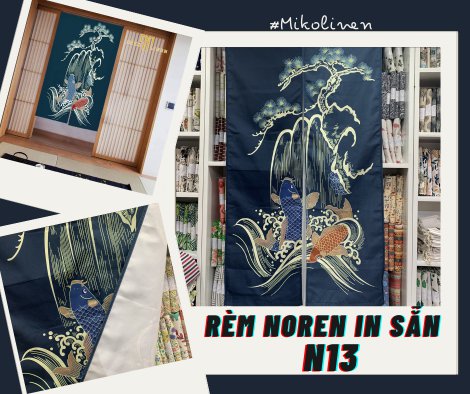 Rèm noren nền vải thật N13