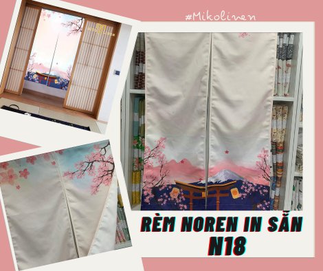 Rèm noren nền vải thật N18