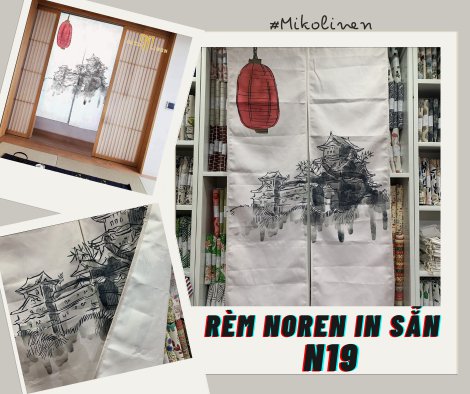 Rèm noren nền vải thật N19