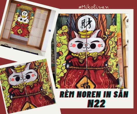 Rèm noren nền vải thật N22