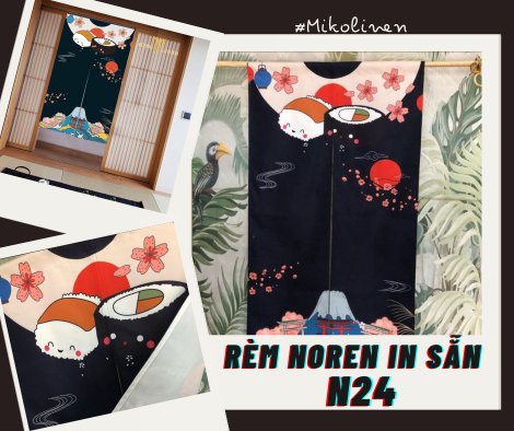 Rèm noren nền vải thật N24