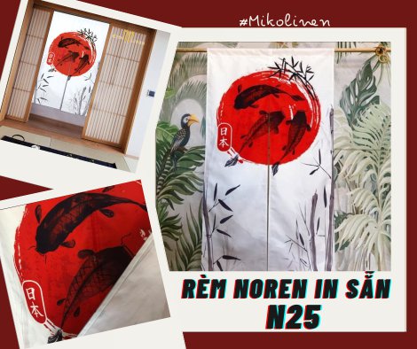 Rèm noren nền vải thật N25