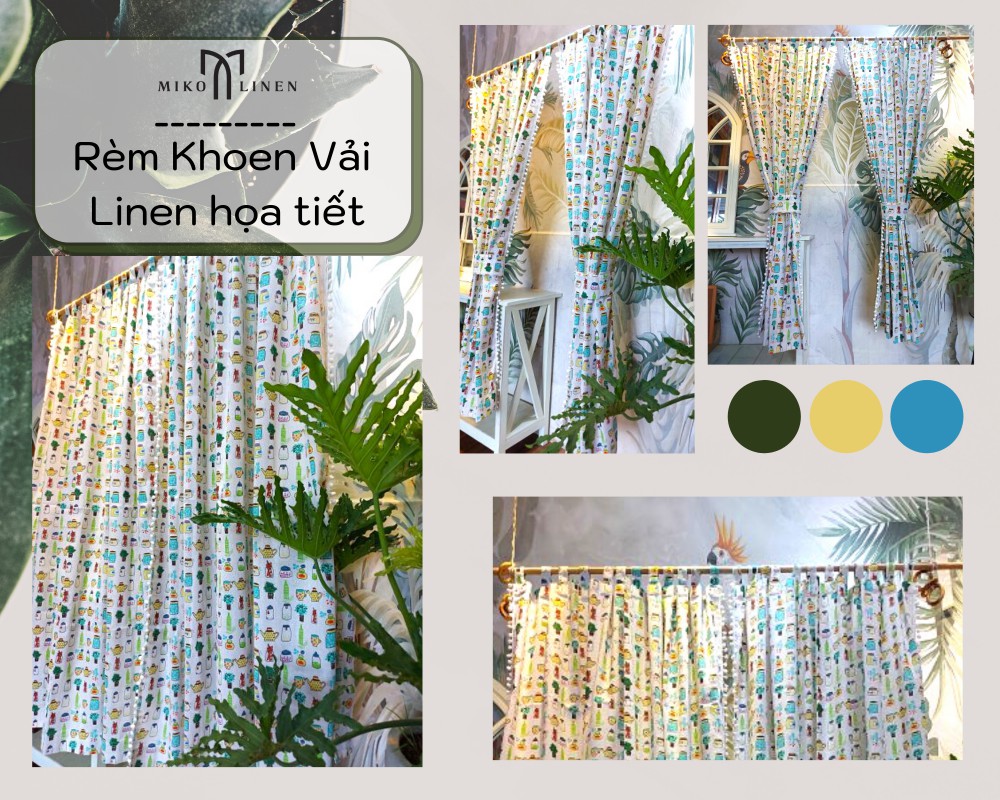 Rèm khoen vải Linen bố - LN101