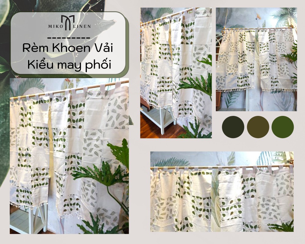 Rèm khoen vải Linen bố - may phối