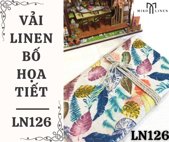 Vải linen bố họa tiết lông vũ nhiều màu - LN126