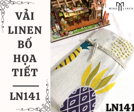 Vải linen bố họa tiết trái thơm - LN141