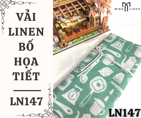 Vải linen bố họa tiết dụng cụ nhà bếp - LN147