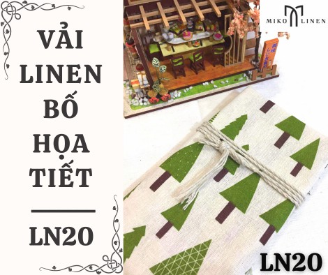 Vải linen bố họa tiết cây thông - LN20